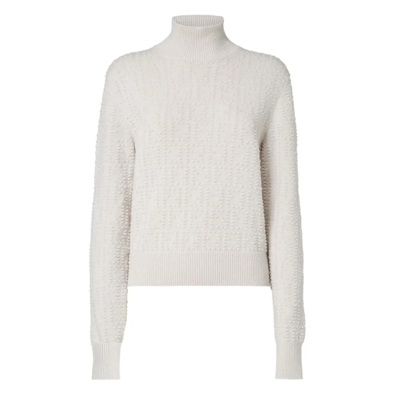 Fendi Trui met col Textured Knit Sweater With High Neckline White
