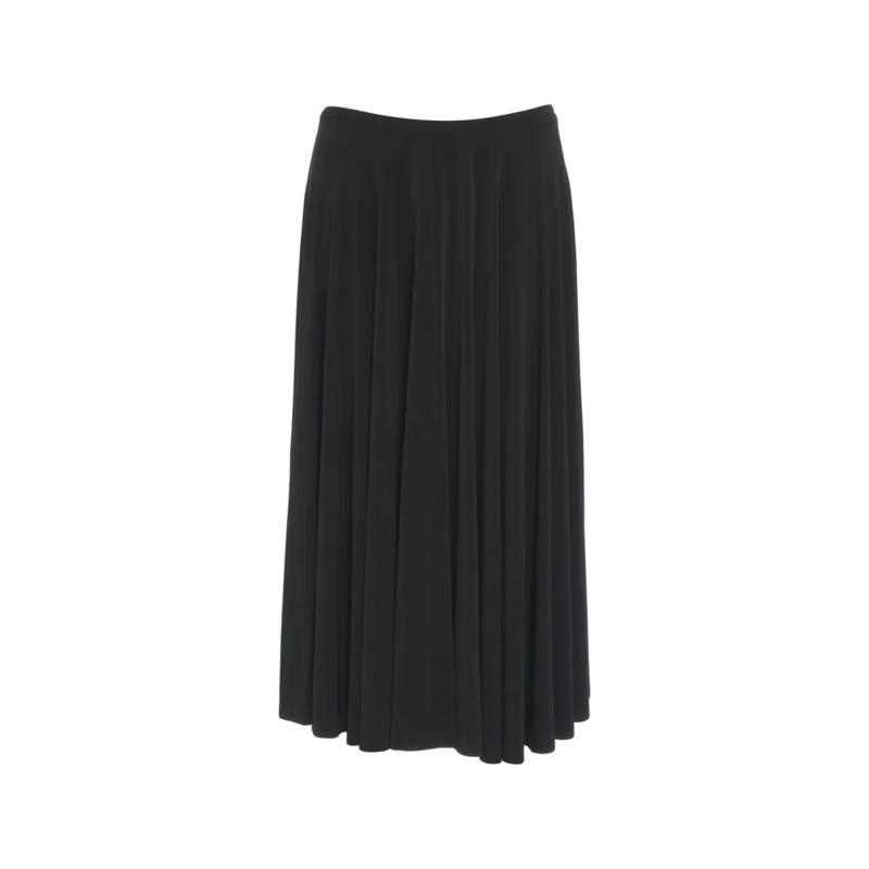 Norma Kamali Midirok A-Line Midi Skirt With Pleated Design And Elastic  Black