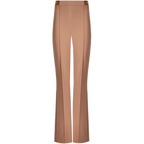 Elisabetta Franchi  Nude Palazzo Trousers With Logo Beige beige