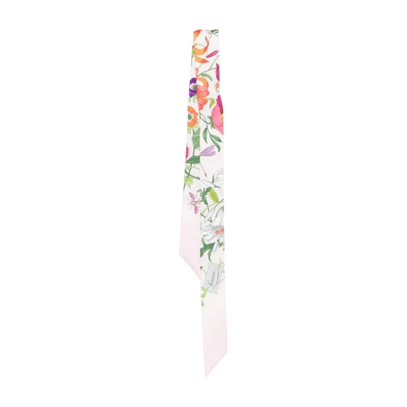 Gucci Lichtgewicht Sjaal Floral Silk Scarf With Delicate Insect Print Multicolor