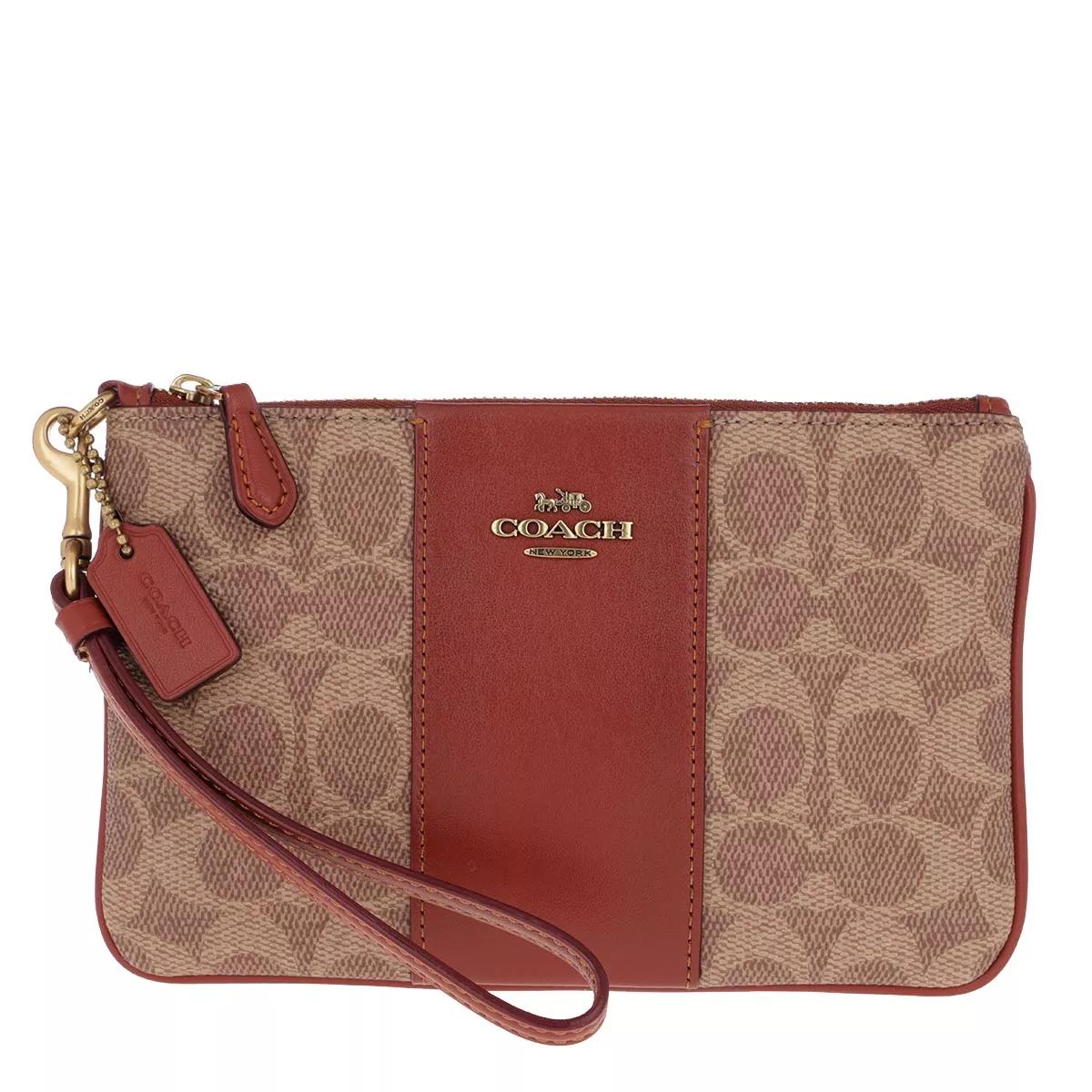 COACH Color-Block Coated Canvas Signature Small Wristlet Tan Rust One Size  CI189-B4NQ4 - AllGlitters