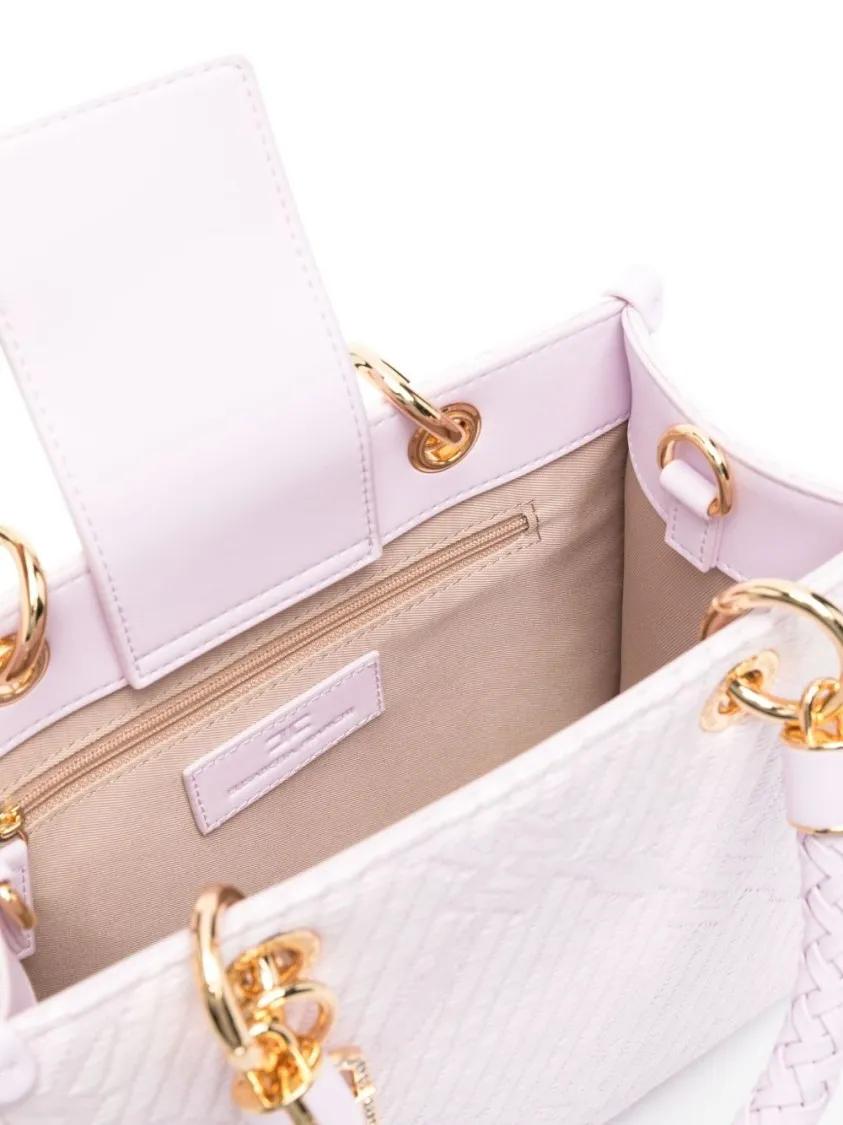 Elisabetta Franchi Crossbody bags Light Purple Textured Handbag With Braided Handles in paars