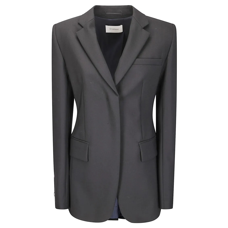 Sportmax Blazer Soft Wool Jacket With Front Button Closure And Con Grey