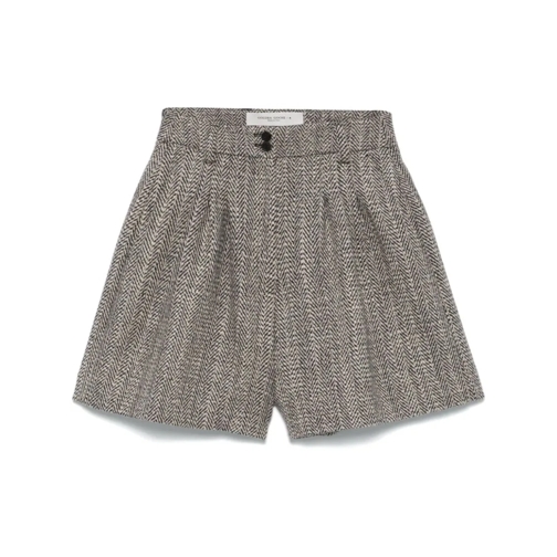 Golden Goose Legere Shorts Herringbone Print Wool Shorts Grey