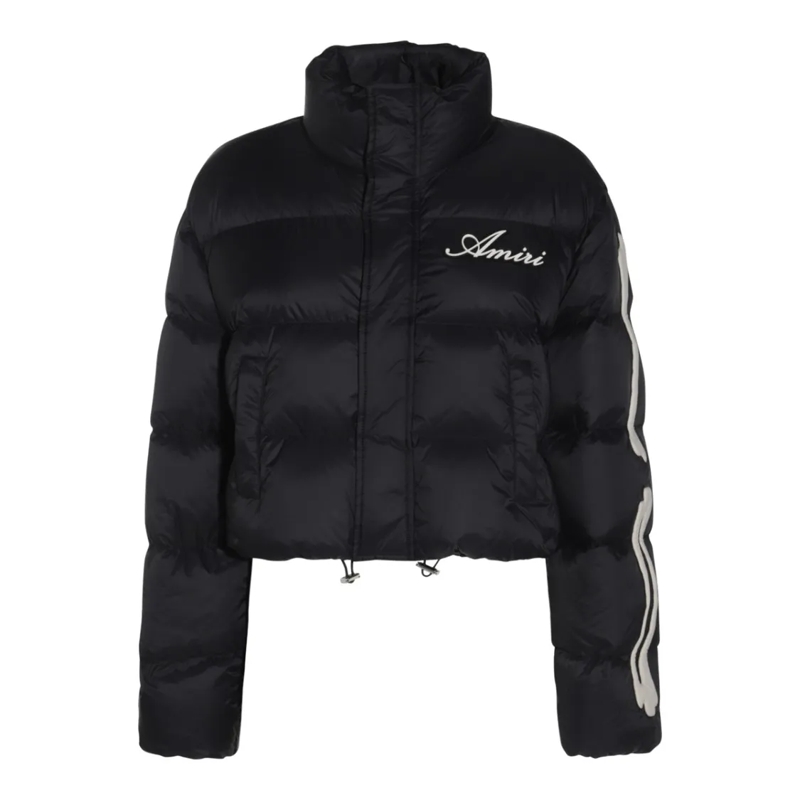 Amiri  Cropped Black Down Jacket With High Collar Black