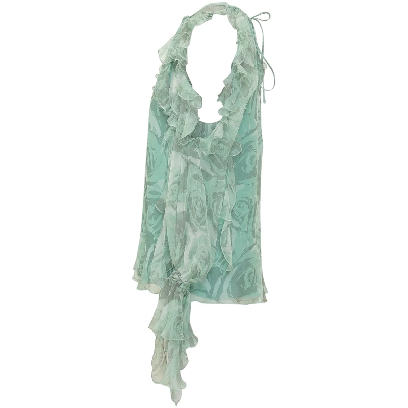 Pinko Chemisier Blusa Saiak in Creponne con Stampa Floreale grün(Image 3)