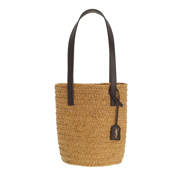 Prada Beige/Brown Raffia/Leather Basket Tote Bag