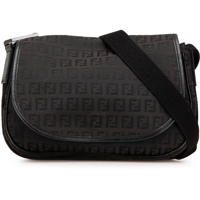 Fendi Schultertasche Zucchino Canvas Crossbody schwarz