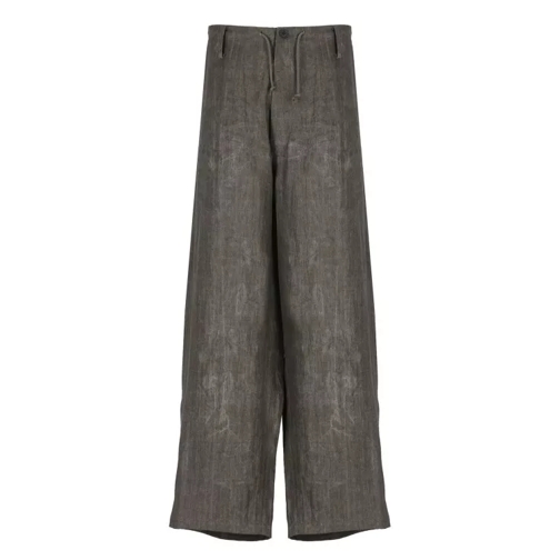 Yohji Yamamoto Dark Greypour Homme Linen Trousers Grey 