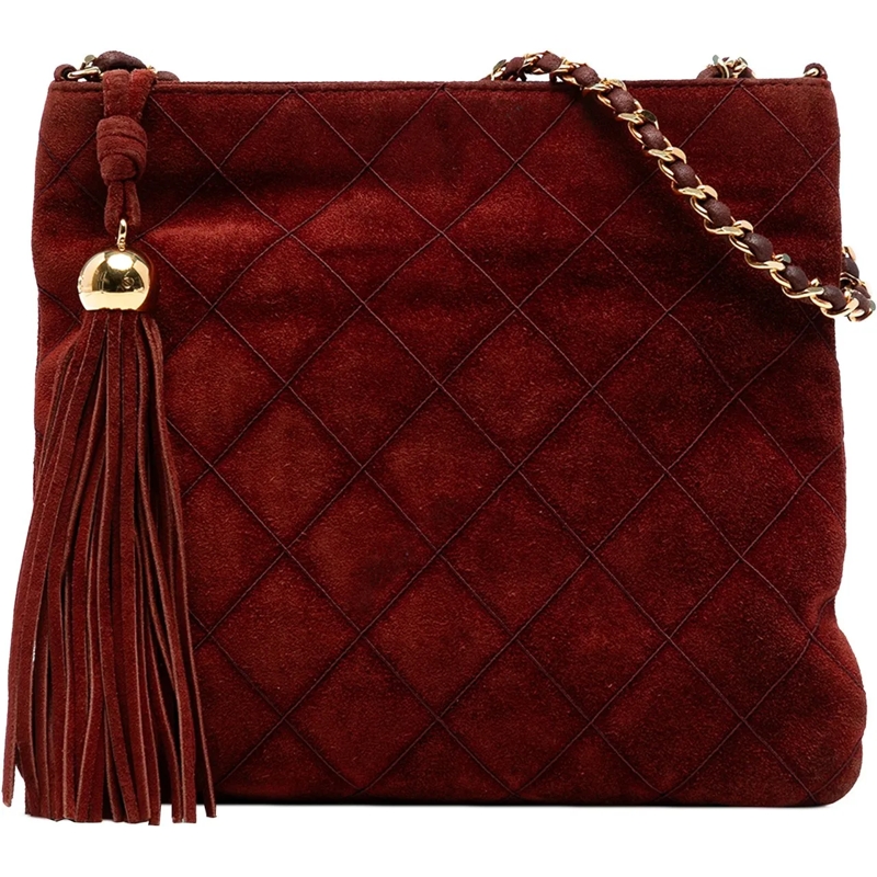 Chanel Sac à bandoulière CC Quilted Suede Tassel Crossbody rot