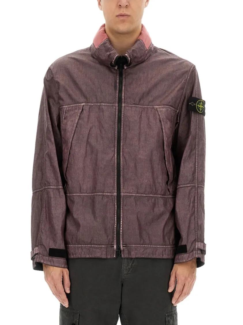 Thumbnail - Stone Island - Textured Linen Hooded Jacket - Größe XL - rot