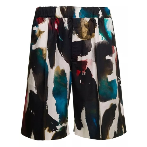 Alexander McQueen Multicolor Elasticated Shorts With All-Over Letter Multicolor Pantaloncini