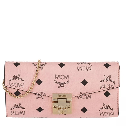 MCM Patricia Visetos Flap Wallet Soft Pink Wallet On A Chain