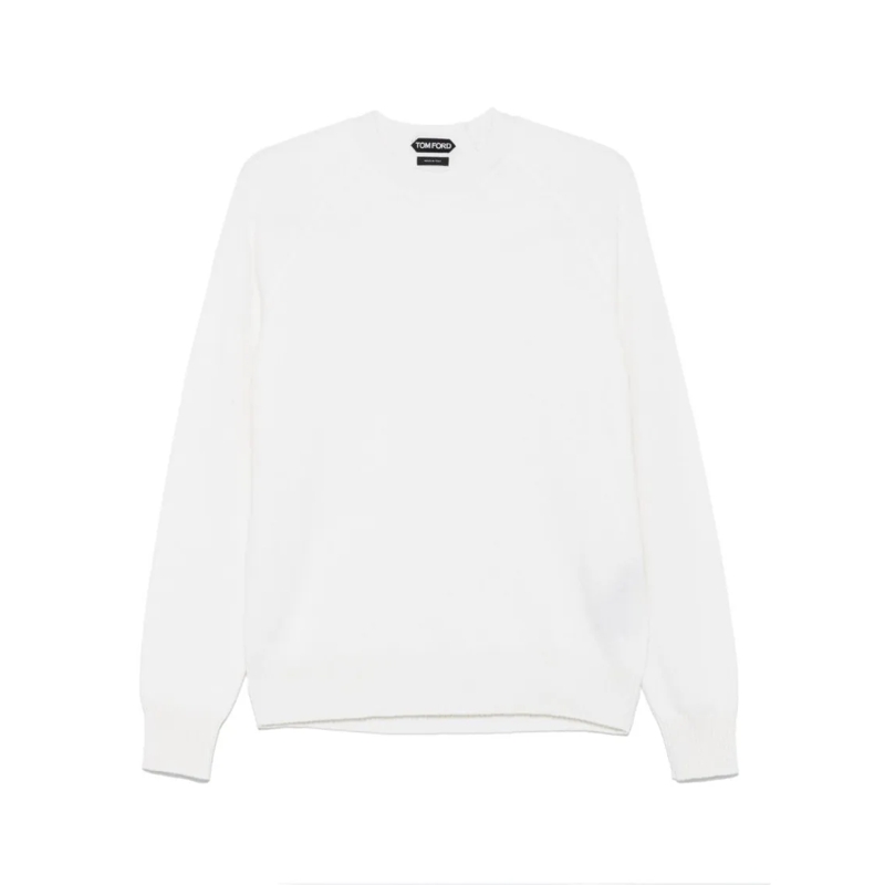 Tom Ford Pullover White Crew Neck Sweater In Wool-Cashmere Blend White
