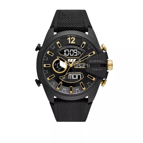 Diesel Mega Chief Analog-Digital Nylon and Silicone Watch Black Digitaal Horloge