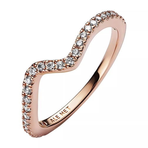 Pandora Wave 14k rose gold-plated ring with clear cubic zirconia Bague pavé