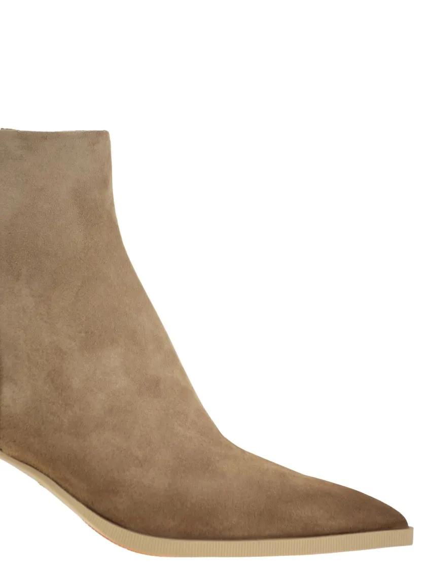Thumbnail - Santoni Stiefel - Mid-Heel Suede Ankle Boots - Gr. 37 (EU) - in Beige - für Damen