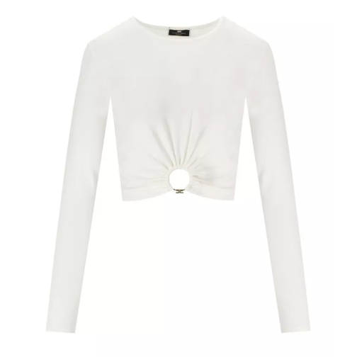 Elisabetta Franchi Ivory Cropped Jumper Neutrals Tröja