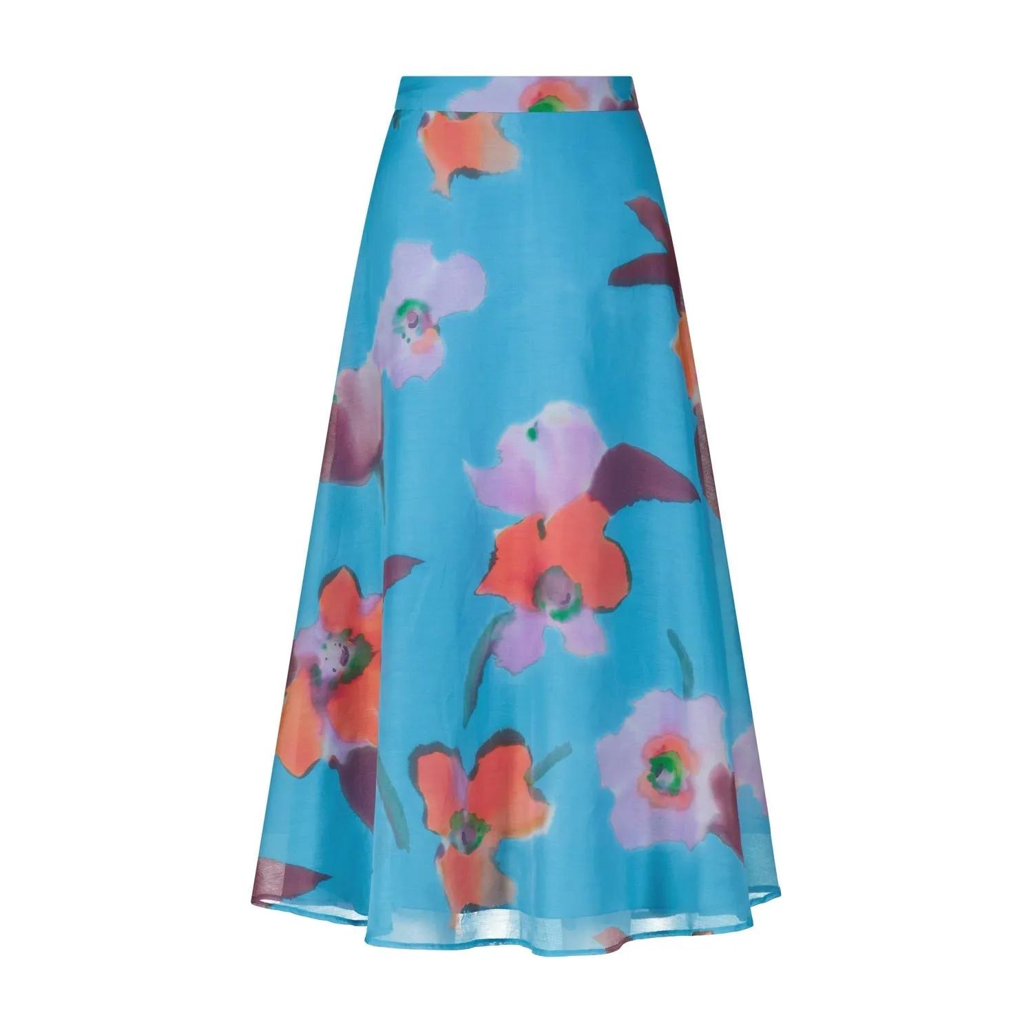Thumbnail - Luisa Cerano - Maxirock mit Blumenprint - Größe 36 - blau
