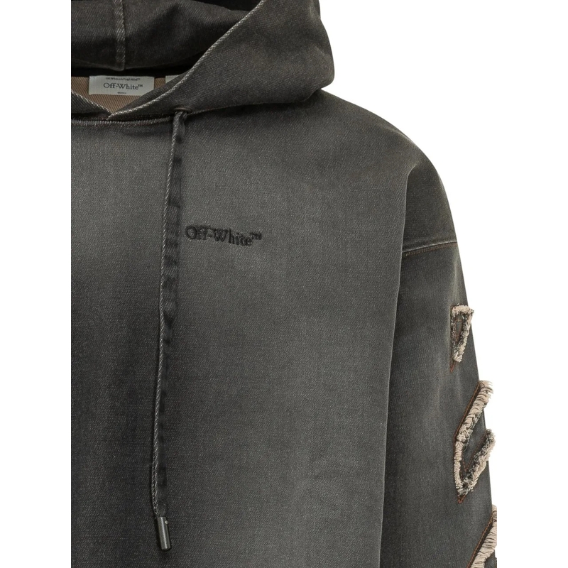 Off-White  Felpa con Cappuccio e Dettagli Applicati sulle Man dunkelgrau(Image 4)