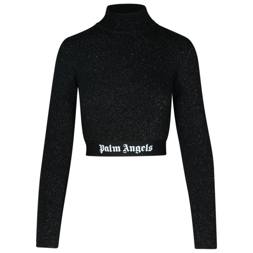 Palm Angels Crop Top In Black Viscose Blend Black Topjes met lange mouwen