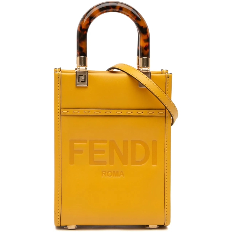 Fendi Schultertasche Mini Leather Sunshine Shopper Tote gelb