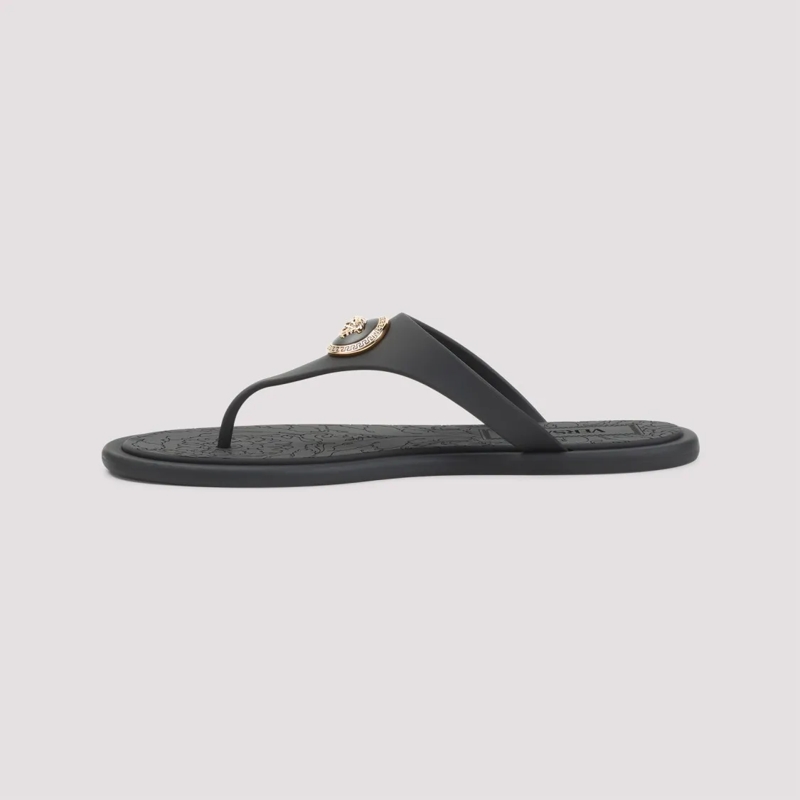 Versace Sandalen Black Rubber Sandals With Medusa Emblem Grey