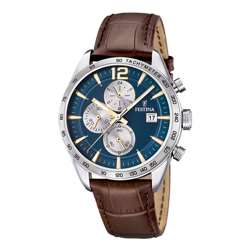 Festina Chronographe Festina Timeless Chrono herren Uhr Braun F16760/7 Silber farbend