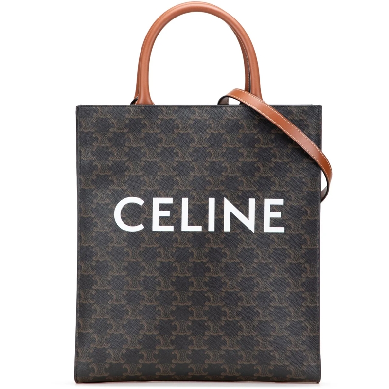 Celine Schultertasche Small Triomphe Coated Canvas Vertical Cabas Tote braun