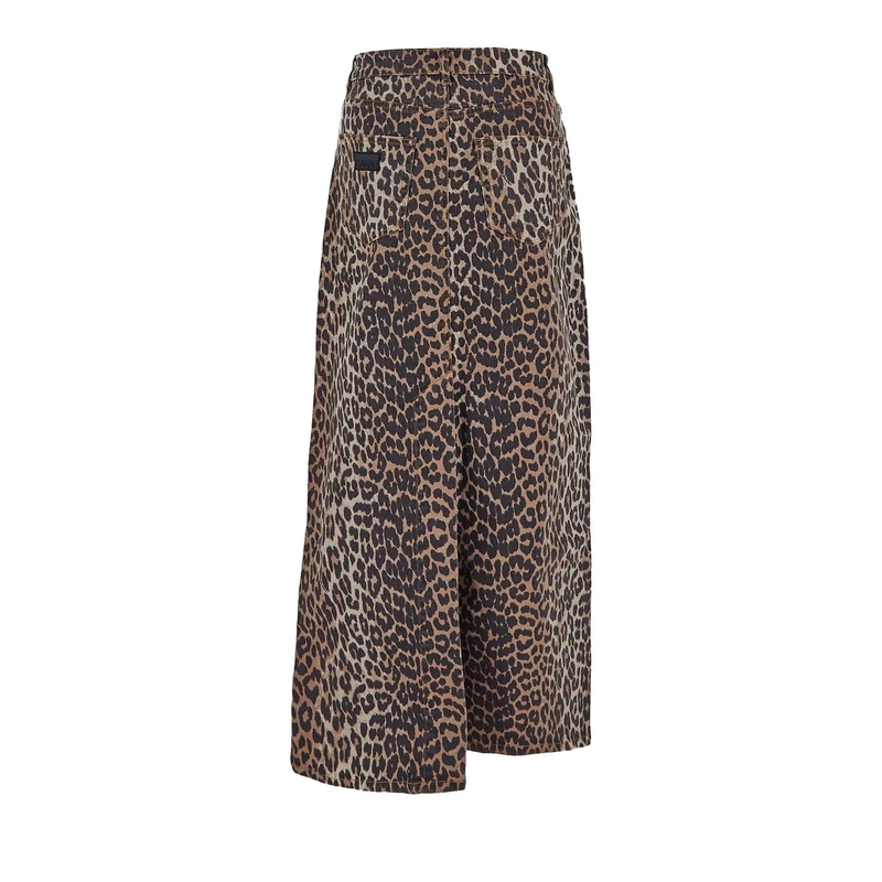 GANNI Maxirock Long Denim Skirt With Leopard Print mehrfarbig(Image 4)
