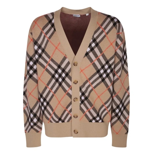 Burberry Long-Sleeved Cardigan With Check Pattern Neutrals 