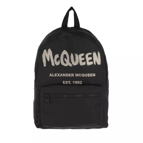 Alexander McQueen Metropolitan Graffiti Backpack Black/Ivory Sac à dos