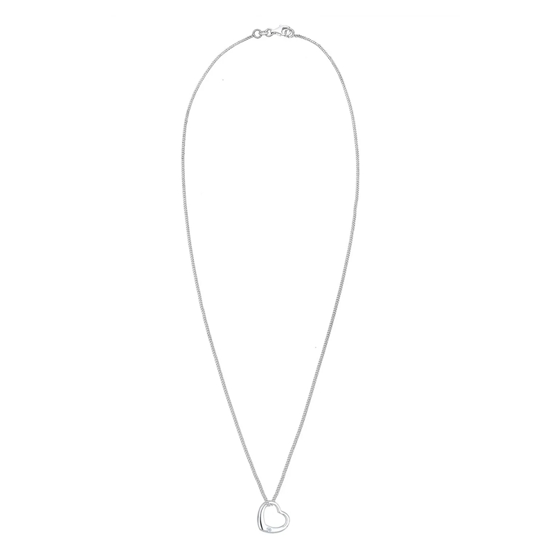 Elli Mittellange Halskette Halskette Herz Liebe Diamant (0.03 ct.) 925 Silber weiss(Image 3)