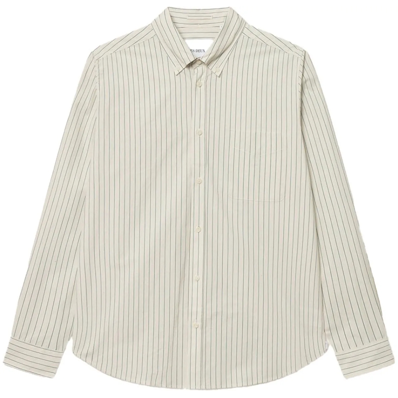 Les Deux Haut décontracté kent stripe poplin shirt beige