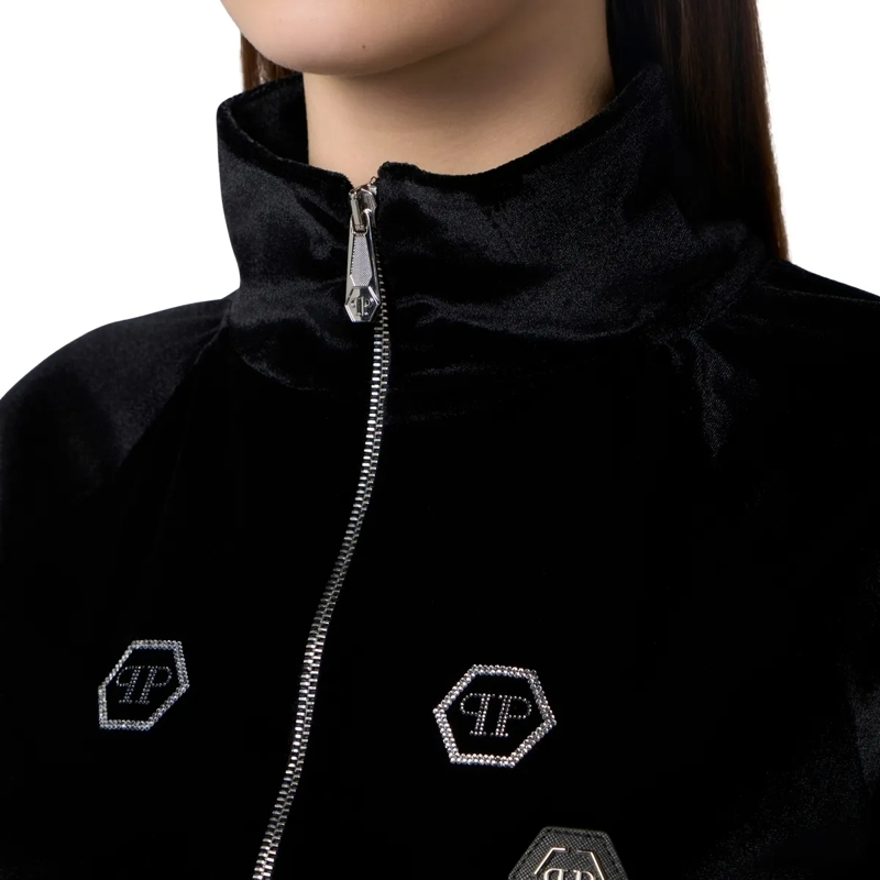 Philipp Plein Daunenjacke Chenille Tracksuit Jacket Mini Monogram Crystal Mo schwarz(Image 5)