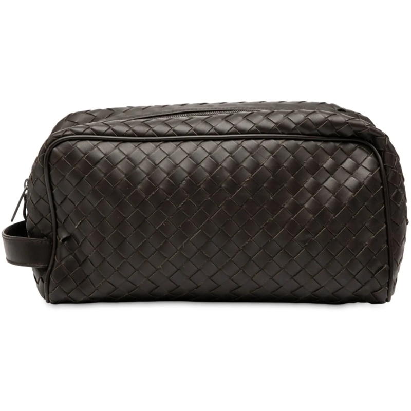 Bottega Veneta Clutch Calfskin Intrecciato Travel Pouch braun