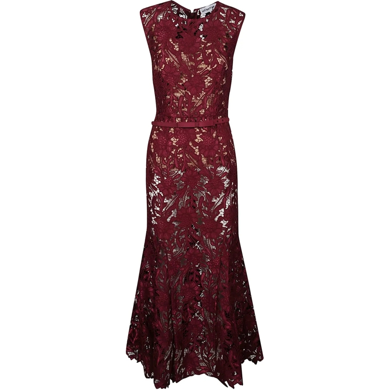 Self Portrait Midikleid Guipure Lace Midi Dress Red rot