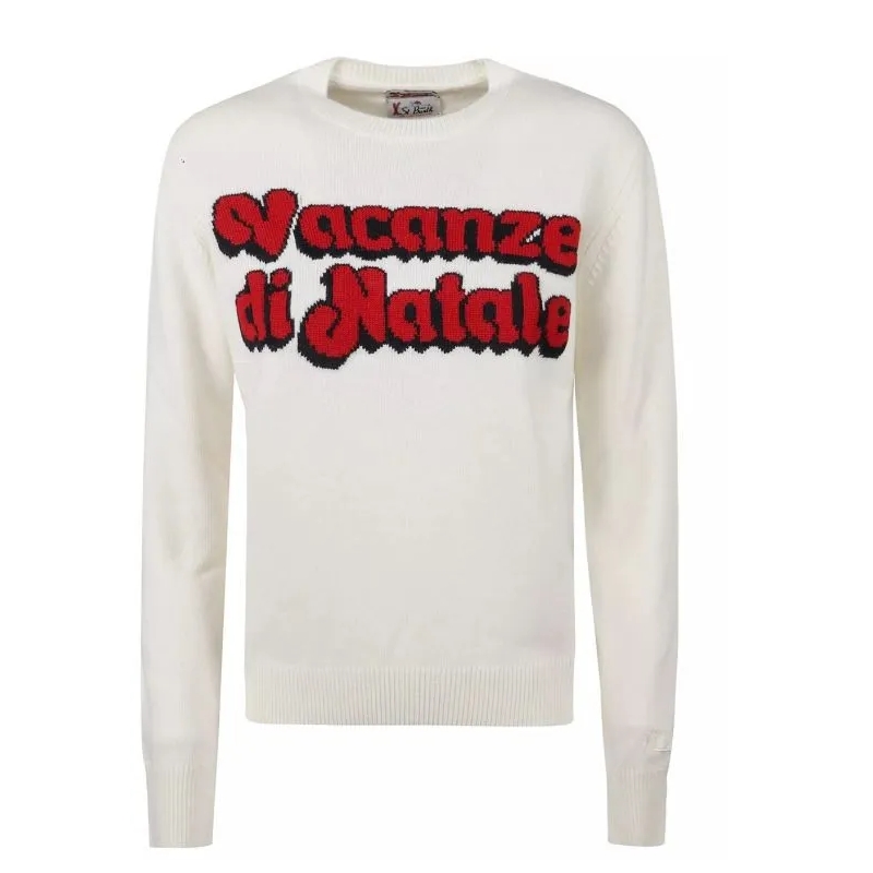Mc2 Saint Barth  Classic White Sweatshirt With Bold Graphic Details White