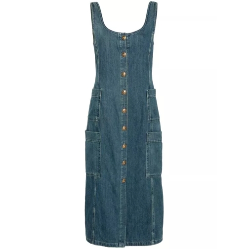 Golden Goose Leyla Blue Denim Midi Dress Blue 