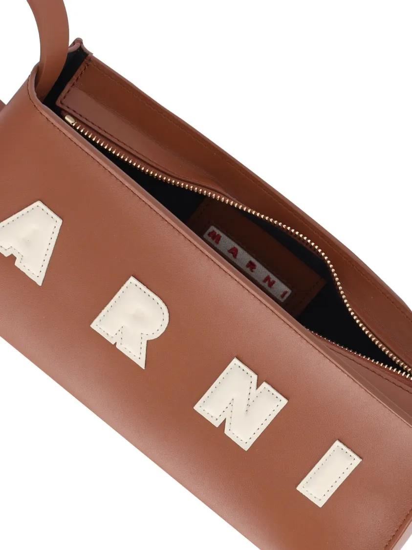 Marni Shoppers & Totes Brown Calfskin Leather Bora "Museo" Bag in bruin