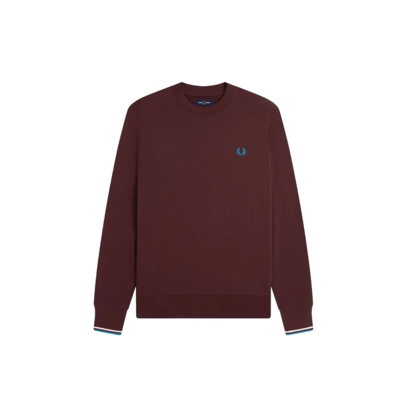Fred Perry  Bordeaux Crewneck Sweatshirt With Contrasting Doub Black
