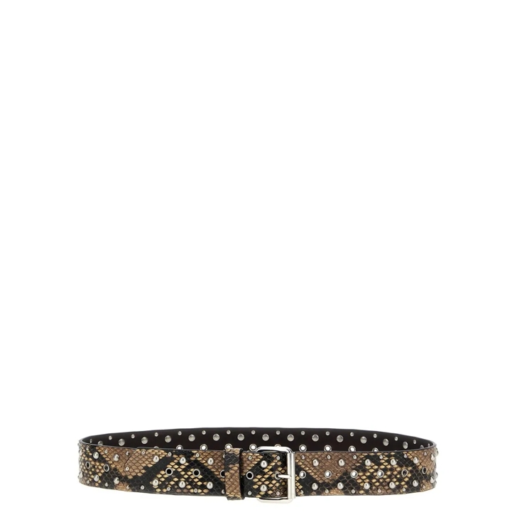 ベルト Dries Van Noten Python-Print Leather Belt With Studded Dries Van Noten Python-Print Leather Belt With Studded