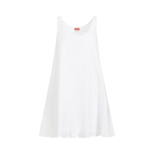 Kenzo Broderie Anglaise White Cotton Mini Dress White Mini Jurken