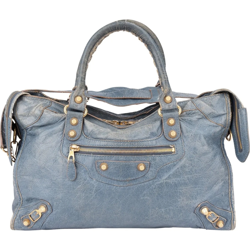 Balenciaga Schultertasche Balenciaga Blue Leather City Handbag blau