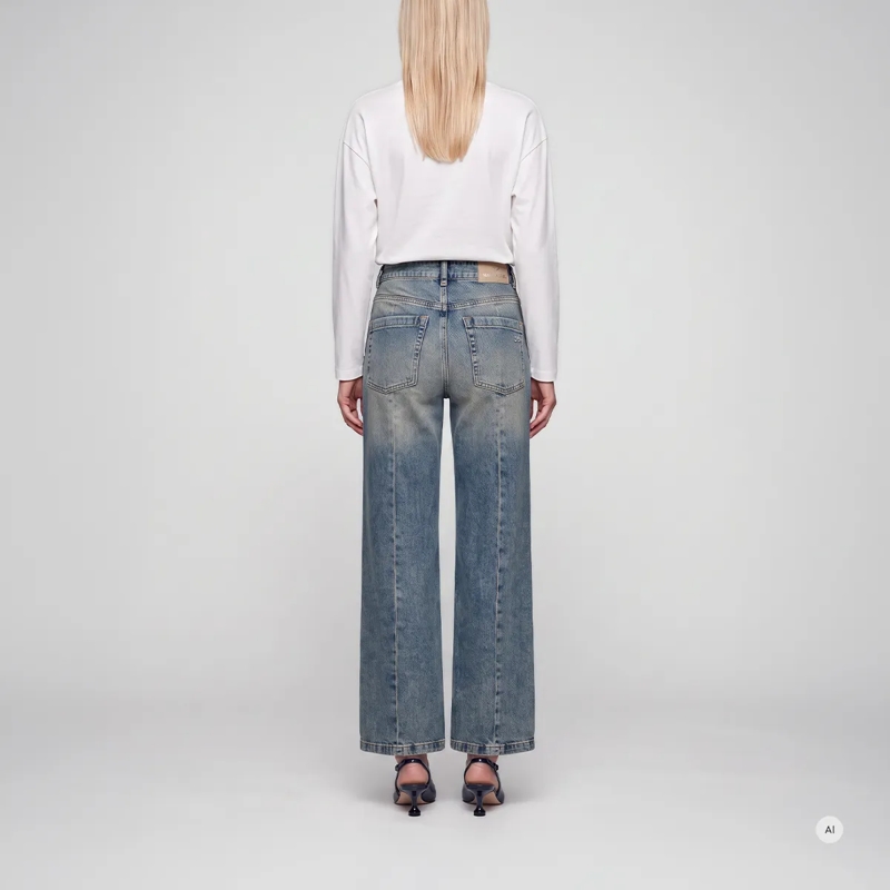 Marc Aurel Straight-Leg-Jeans Jeans- 5 Pocket- Logoknopf- veganes Lederlabel blau(Image 4)