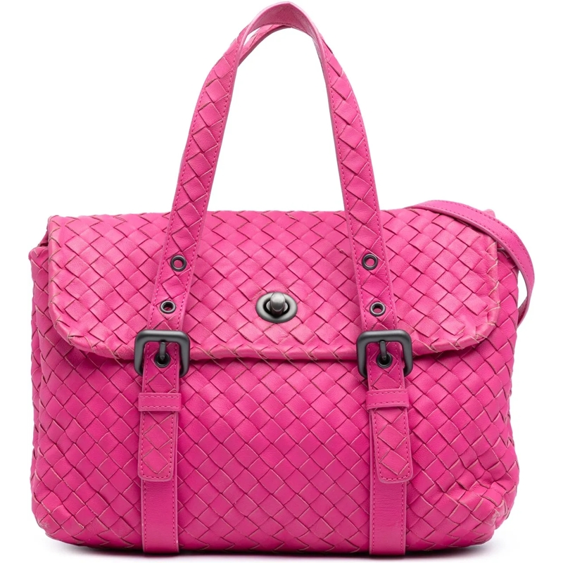 Bottega Veneta Sac à bandoulière Nappa Intrecciato Flap Satchel rose
