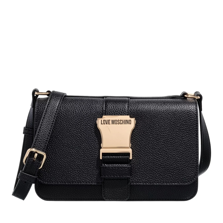 Love Moschino Safety Leather Black Crossbody Bag