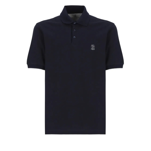 Brunello Cucinelli Polohemd Blue Cotton Polo Shirt Blue