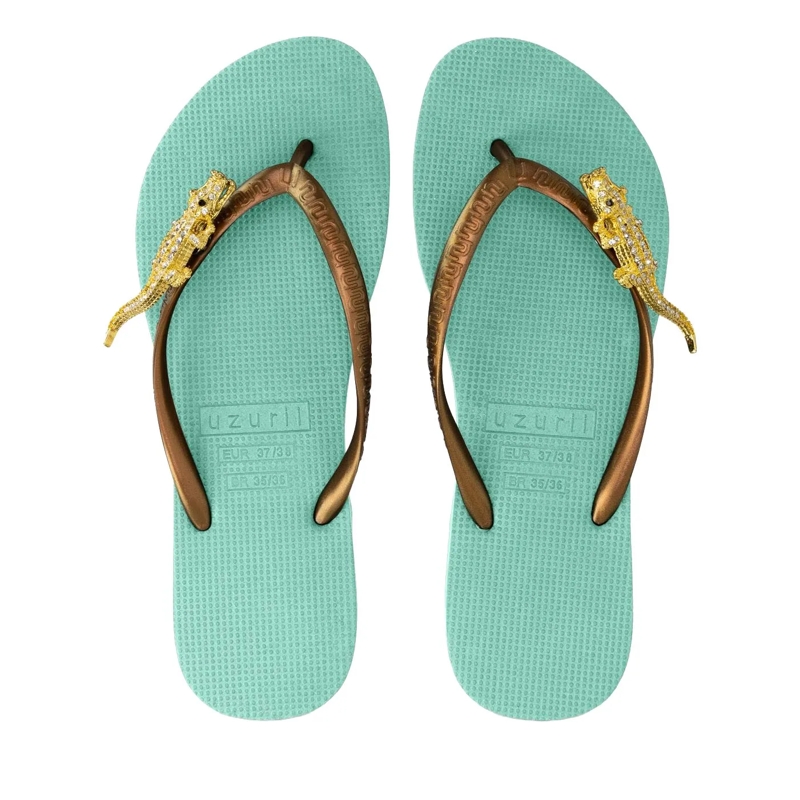 UZURII Flip Flops Zehentrenner Gold Crocodile Switch mint(Image 6)