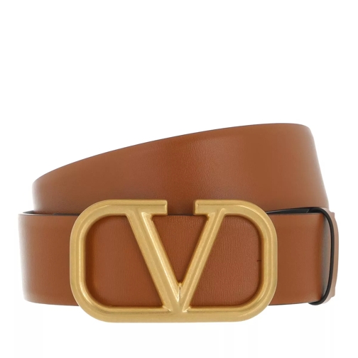Valentino Garavani Reversible V Logo Belt Glossy Calfskin Brown/Black Reversible Belt
